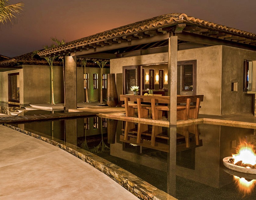 PIC BY LUXURY RETREATS / CATERS NEWS - (PICTURED: Casa Majani) Gwyneth Paltrows gorgeous holiday villa is available to rent for jaw-dropping ,300 (3,720) a NIGHT. The Hollywood star and her boyfriend Brad Falchuck took her kids, Apple and Moses, to the luxury resort in Punta Mita, Mexico, last weekend. Casa Majani, a six-bed adobe on the beachfront, boasts two infinity pools and alfresco dining. The pad also has its own yoga and fitness centre, as well as a home theatre and a private chef. SEE CATERS COPY