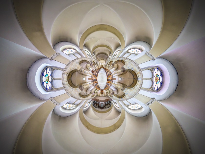 PIC BY ERNST CHRISTEN / CATERS - (Pictured: Notre Dame IAssomption, Altkirch, France) - These kaleidoscopic panoramas showcase the vibrant beauty of religious places of worship. Snappy by photographer Ernst Christen, the images offer a 360-degree view of churches, chapels, mosques and temples, popping out from teh frame thanks to Ernsts unique technique. In order to create his segmented panoramas, Ernst, 52, captures 26 images - three rows of eight, plus one up and one down - before stitching them together. The photographer, from Solothurn, Switzerland, became interested in this subject matter after moving from a Buddhist forest monastery, in the jungle of Thailand, back to the hyperactive Western world. - SEE CATERS COPY