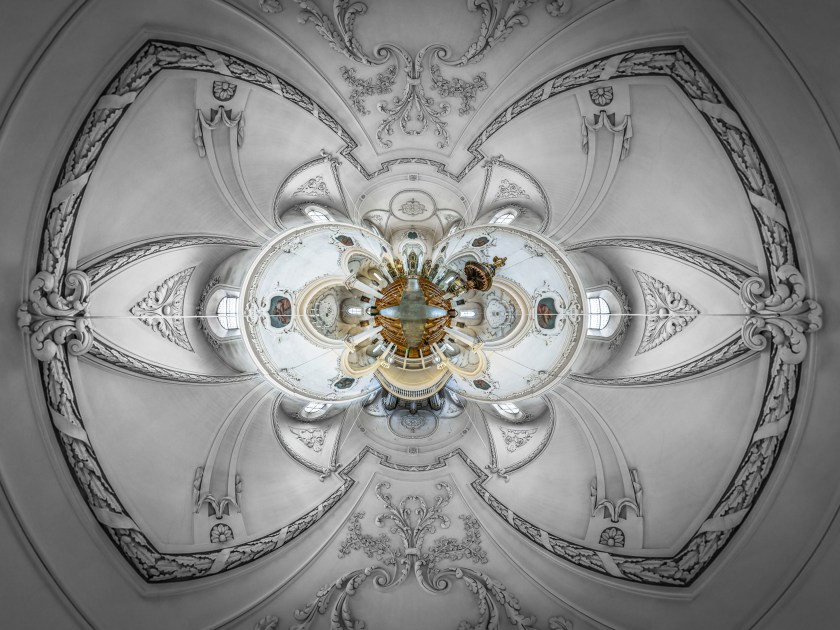PIC BY ERNST CHRISTEN / CATERS - (Pictured: Maria Himmelfahrt, Baden, Switzerland) - These kaleidoscopic panoramas showcase the vibrant beauty of religious places of worship. Snappy by photographer Ernst Christen, the images offer a 360-degree view of churches, chapels, mosques and temples, popping out from teh frame thanks to Ernsts unique technique. In order to create his segmented panoramas, Ernst, 52, captures 26 images - three rows of eight, plus one up and one down - before stitching them together. The photographer, from Solothurn, Switzerland, became interested in this subject matter after moving from a Buddhist forest monastery, in the jungle of Thailand, back to the hyperactive Western world. - SEE CATERS COPY