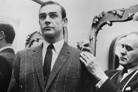 Tailor Anthony Sinclair fitting Scottish actor Sean Connery for one of the suits he will wear in the film 'From Russia With Love', Mayfair, London, 1963. (Photo by United Artists/Archive Photos/Getty Images)