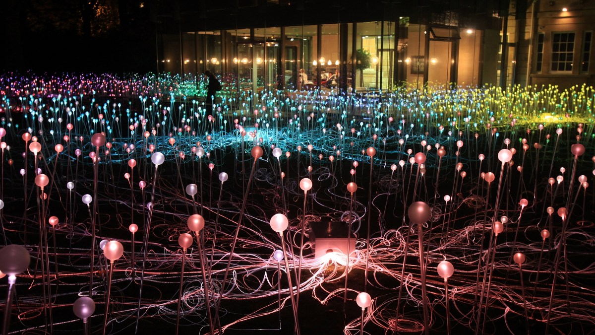 Lighting artist Bruce Munro's installation 'Field of Light' is seen in the grounds of the Holbourne Museum. (Matt Cardy/Getty Images)