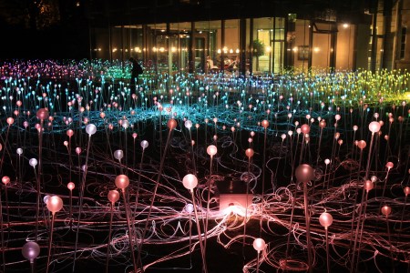 Lighting artist Bruce Munro's installation 'Field of Light' is seen in the grounds of the Holbourne Museum. (Matt Cardy/Getty Images)