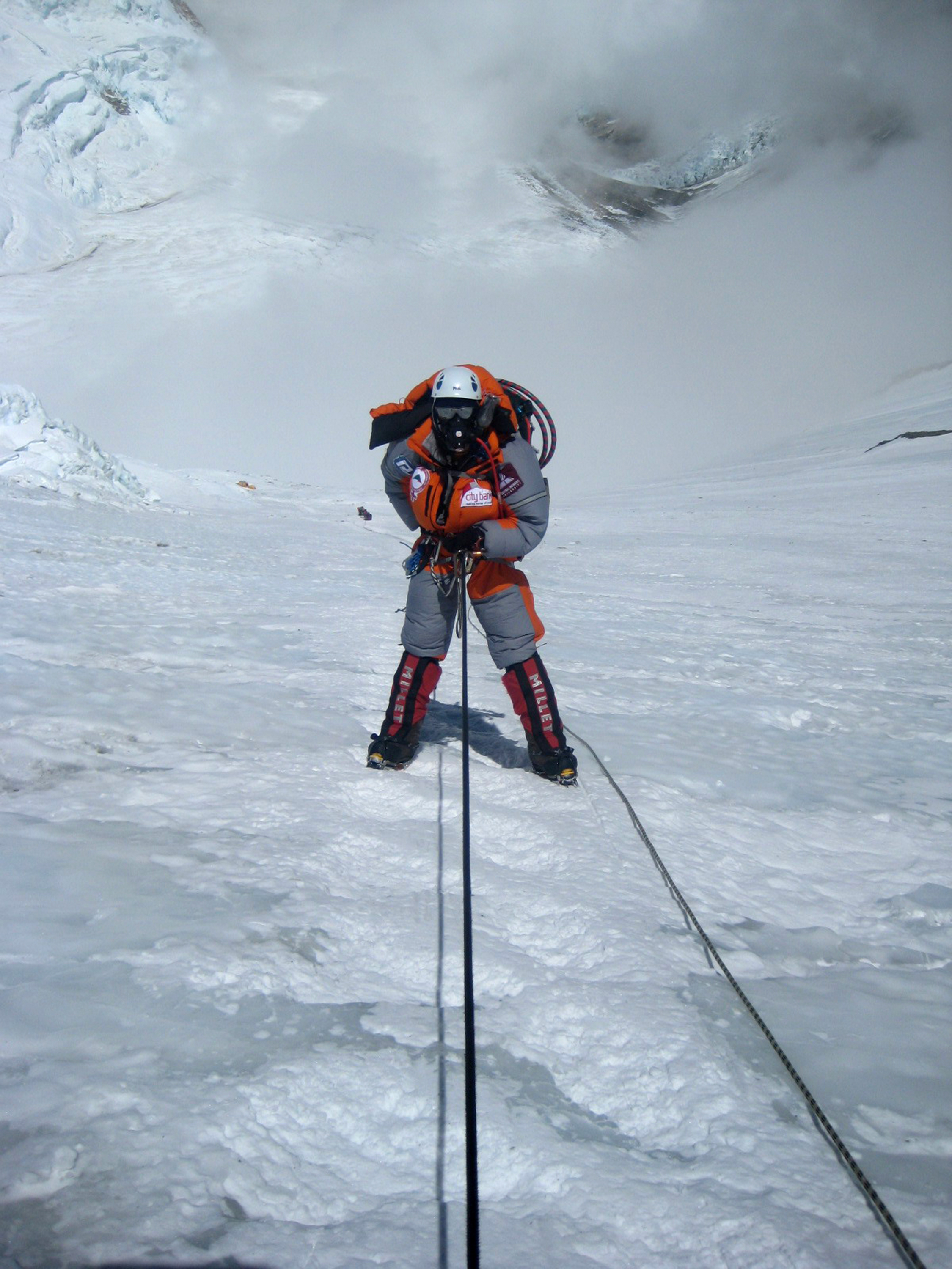 Female Bangladeshi mountaineer Wasfia Nazreen descends on the lonely Lhotse face on Mount Everest on May 27, 2012. Wasfia Nazreen, 29, became the second Bangladeshi woman to summit the world's tallest mountain on May 26, 2012 and is climbing the highest peak on each of the continents to celebrate 40 years of Bangladeshi independence. AFP PHOTO/ Ngima Girmen Sherpa (Photo credit should read Ngima Girmen Sherpa/AFP/GettyImages)
http://video.nationalgeographic.com/video/short-film-showcase/a-womans-epic-journey-to-climb-7-mountains-shot-on-a-phone