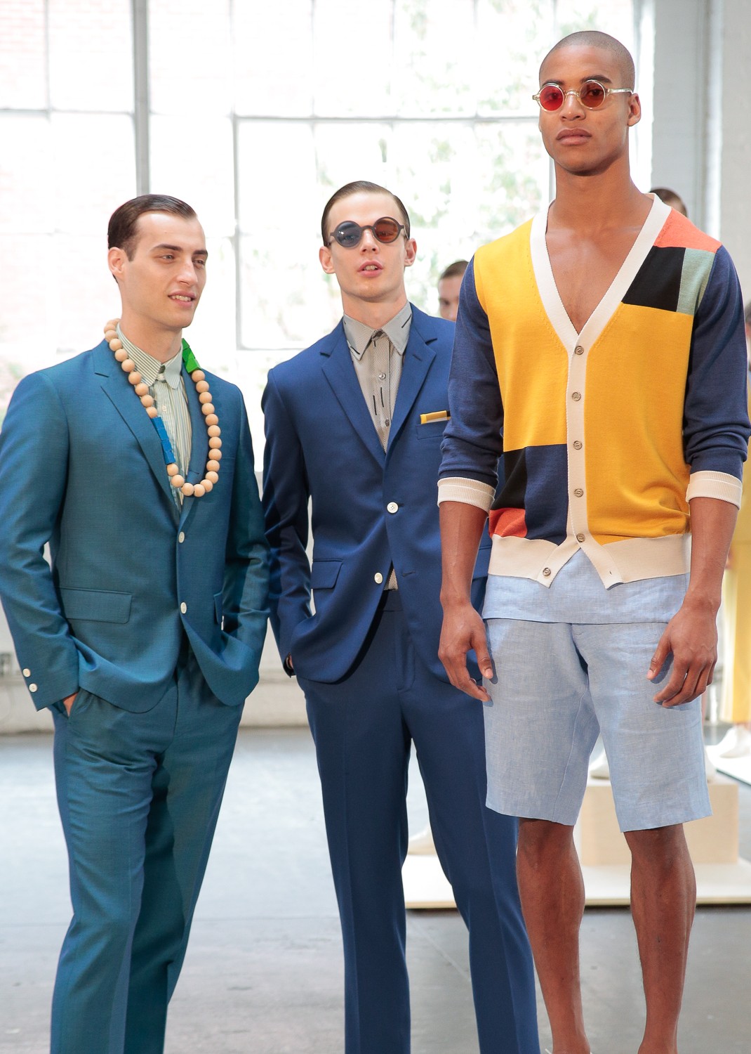NEW YORK, NY - JULY 13: Models pose at the David Hart Presentation during New York Fashion Week: Men's S/S 2016 at Industria Superstudio on July 13, 2015 in New York City. (Photo by Randy Brooke/Getty Images)