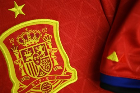 A picture taken on April 21, 2016 in Paris, shows the jersey of the Spanish national football team jersey for the UEFA Euro 2016 European football championships. (Franck Fife/AFP/Getty Images)