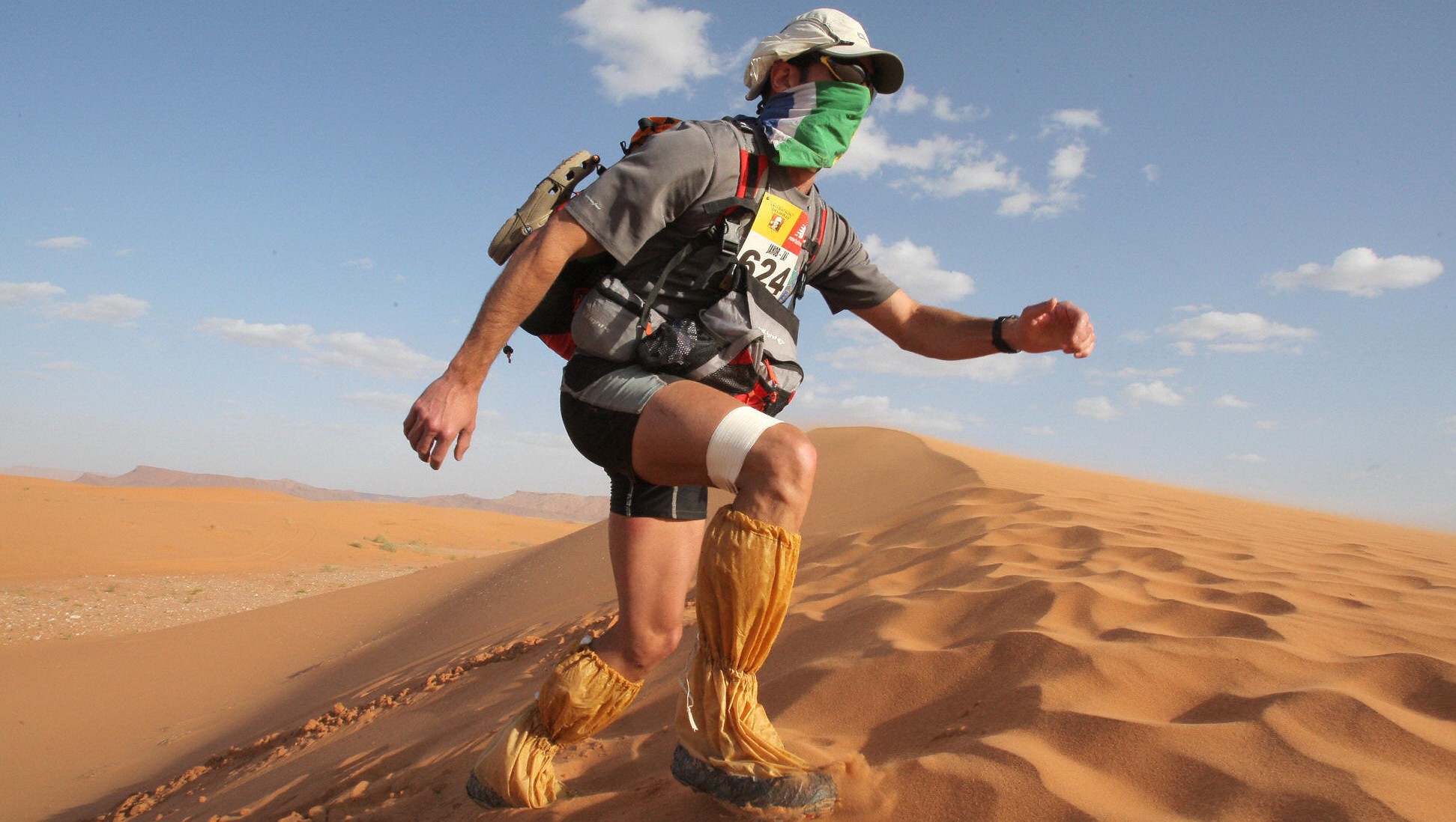 A competitor climbs a dune some 300 kilometers south of Ouarzazate. (Pierre Verdy/AFP/Getty Images)