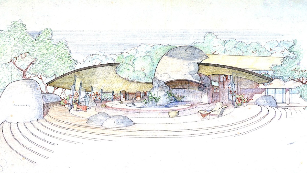 Drawings for the unbuilt Raul Bailleres House in Acapulco, Mexico, made in 1952. (The Museum of Modern Art/Avery Architectural & Fine Arts Library, Columbia University, New York)