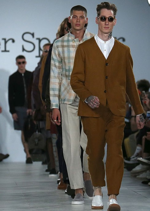 LONDON, ENGLAND - JUNE 10: A model walks the runway at the Oliver Spencer show during The London Collections Men SS17 at BFC Show Space on June 10, 2016 in London, England. (Photo by Luca Teuchmann/Getty Images)