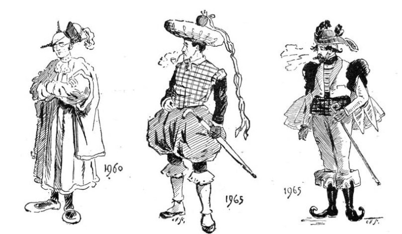 Fashion in 1960's as imagined in 1893 (Strand Magazine via Internet Archive)