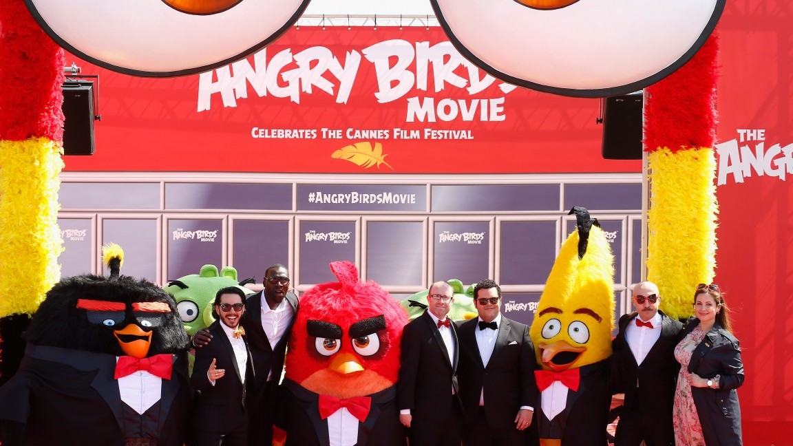 CANNES, FRANCE - MAY 10:  Singer Timur Rodriguez, actor Omar Sy, producer John Cohen, actors Josh Gad, Maccio Capatonda and TV presenter Raya Abirached attend "The Angry Birds Movie" Photocall during the annual 69th Cannes Film Festival at JW Marriott on May 10, 2016 in Cannes, France.  (Photo by Luca Teuchmann/WireImage)