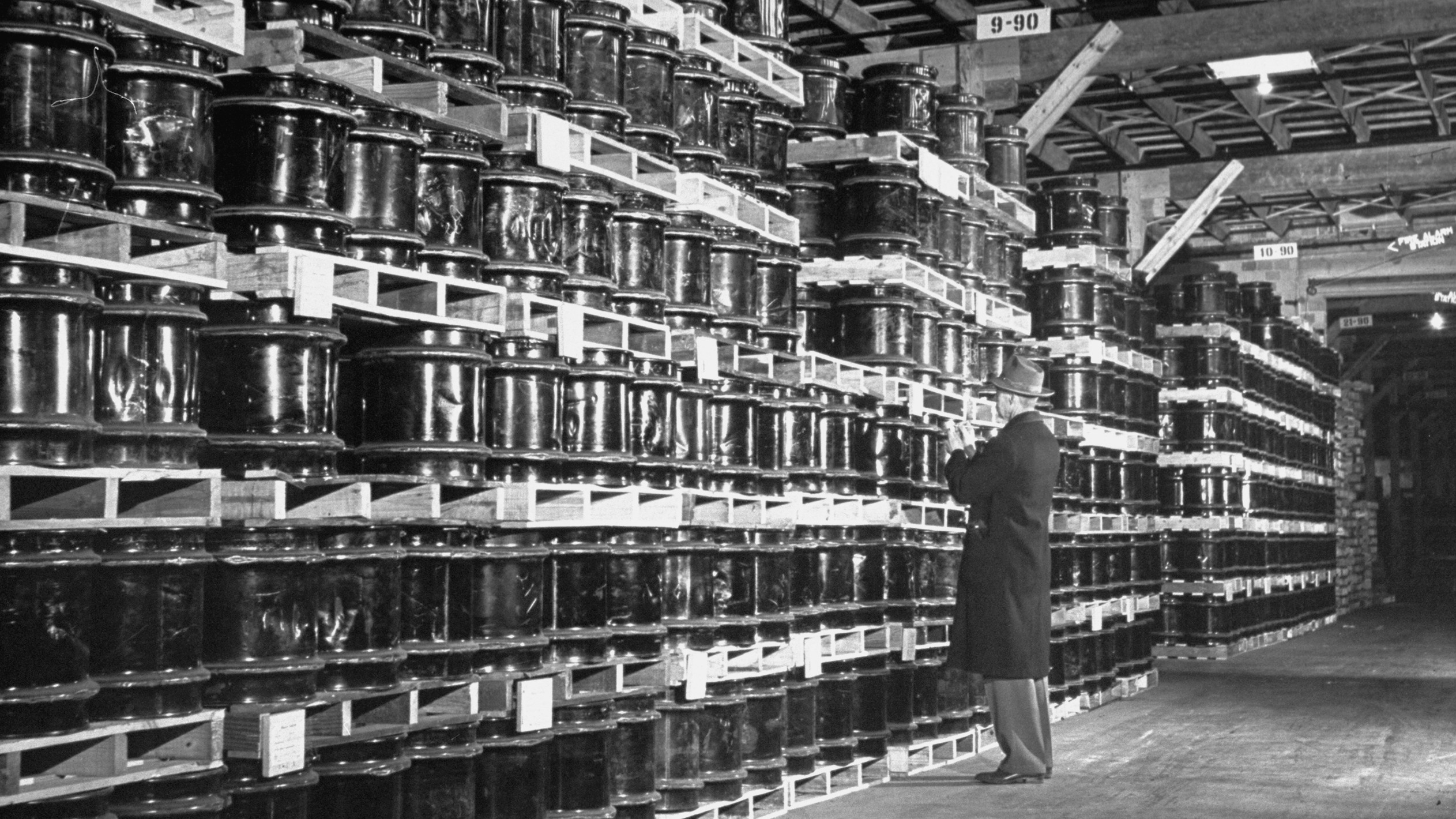 Manganese that is part of the U.S. strategic materials stockpile, is stored in a large quantity in this warehouse.  (Ed Clark/The LIFE Picture Collection/Getty Images)