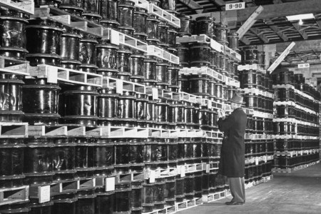 Manganese that is part of the U.S. strategic materials stockpile, is stored in a large quantity in this warehouse.  (Ed Clark/The LIFE Picture Collection/Getty Images)