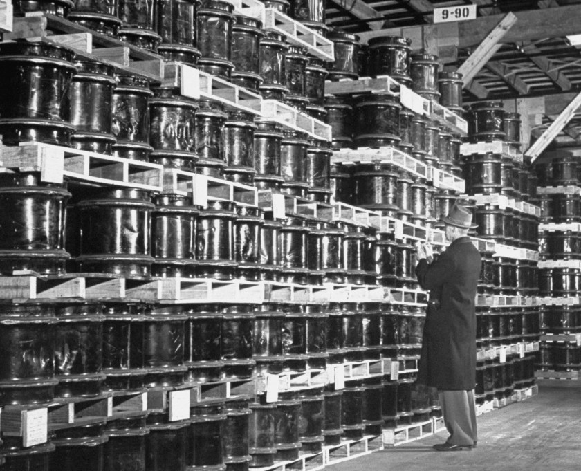 Manganese that is part of the U.S. strategic materials stockpile, is stored in a large quantity in this warehouse. (Ed Clark/The LIFE Picture Collection/Getty Images)