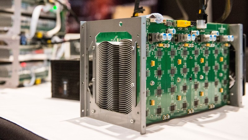 Bitcoin mining hardware is displayed at a Bitcoin conference on at the Javits Center April 7, 2014 in New York City. Topics included market places to trade bitcoin, mining hardware to harvest bitcoins and digital wallets to store bitcoins. Bitcoin is one of the most popular of over one hundred digital currencies that have recently come into popularity. (Andrew Burton/Getty Images)