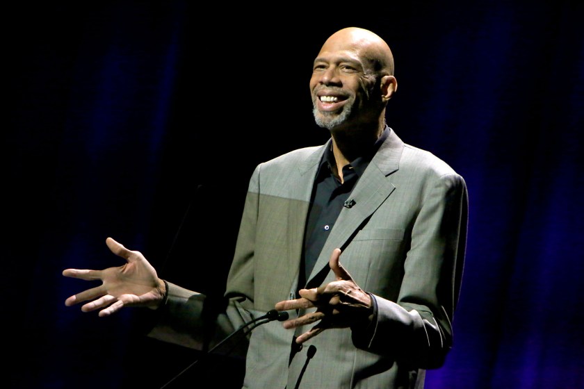 Kareem Abdul-Jabbar speaks onstage during the Thelonious Monk Institute International Jazz Vocals Competition on November 15, 2015 in Hollywood, California. (Rachel Murray/Getty Images for Thelonious Monk Institute of Jazz)