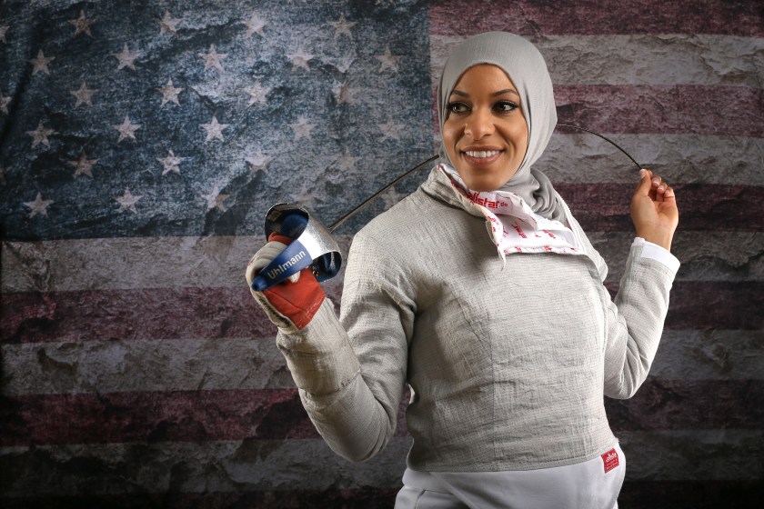BEVERLY HILLS, CA - MARCH 09: Fencer Ibtihaj Muhammad poses for a portrait at the 2016 Team USA Media Summit at The Beverly Hilton Hotel on March 9, 2016 in Beverly Hills, California. (Photo by Sean M. Haffey/Getty Images)