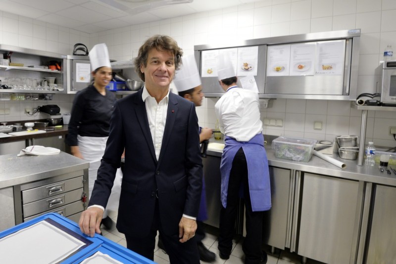 French chef Guy Martin poses in his new restaurant "I love Paris" at the International Airport Charles de Gaulle, northern Paris on July 17, 2015. AFP PHOTO / MIGUEL MEDINA (Photo credit should read MIGUEL MEDINA/AFP/Getty Images)