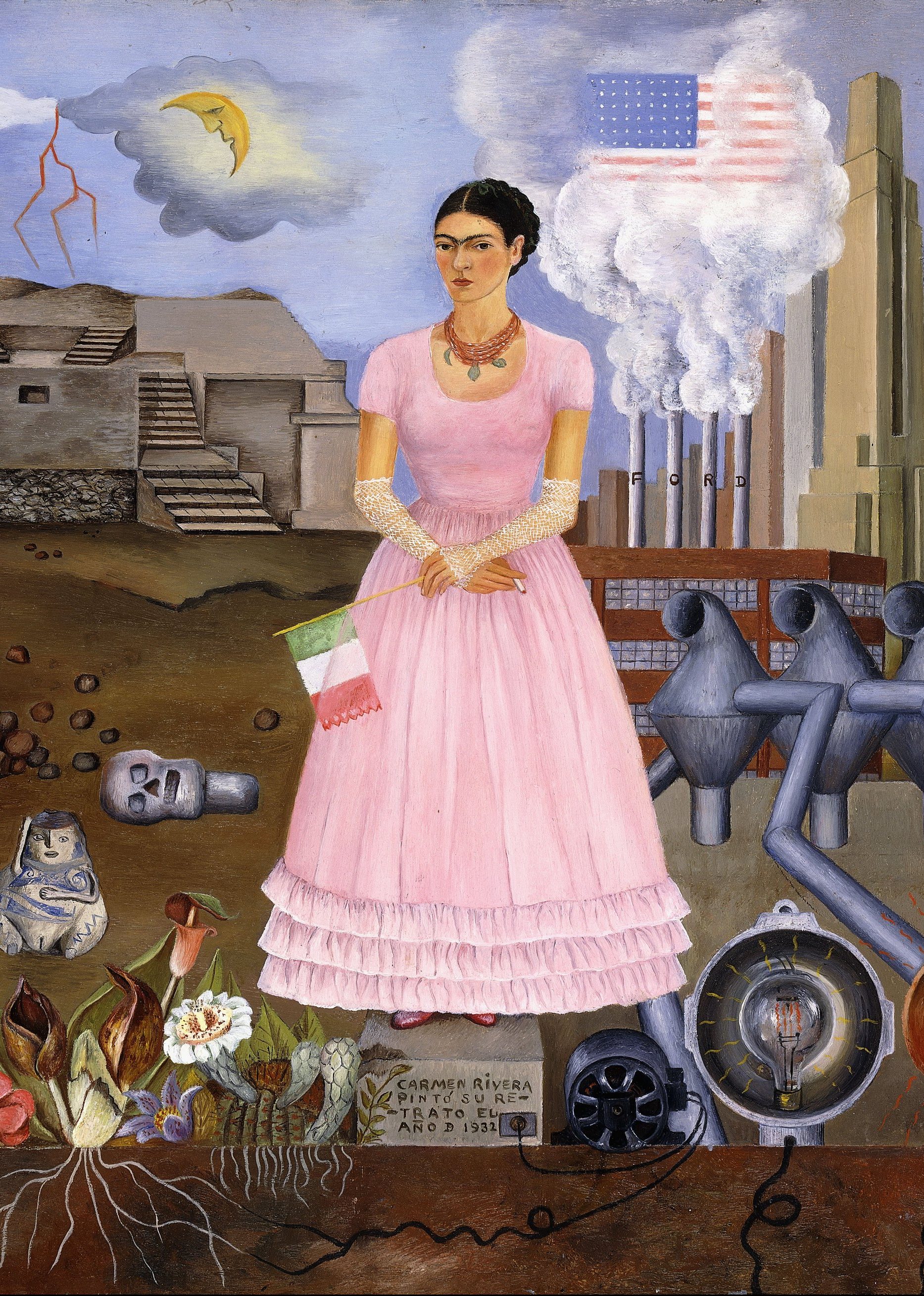 Self-Portrait on the Border Line Between Mexico and the United States, 1932, by Frida Kahlo (Banco de México Diego Rivera Frida Kahlo Museums Trust, Mexico, D.F./Artists Rights Society (ARS), New York)