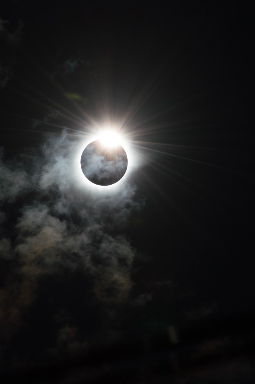 The dramatic moment that our star, the Sun, appears to be cloaked in darkness by the Moon during the Total Solar Eclipse of 9th March 2016 in Indonesia. The Sun peers out from behind the Moon and resembles the shape of a diamond ring, caused by the rugged edge of the Moon allowing some beads of sunlight to shine through in certain places. (Melanie Thorne)