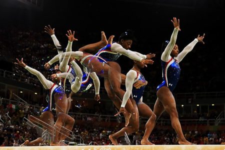 Simone Biles of the United States competes on the balance beam during the Women's Individual All Around Final on Day 6. (Mike Ehrmann/Getty Images)