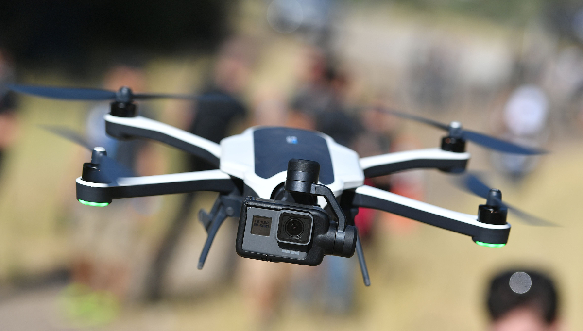 A new GoPro Karma foldable drone is seen flying during a press event in Olympic Valley, California on September 19, 2016 (JOSH EDELSON/AFP/Getty Images)
