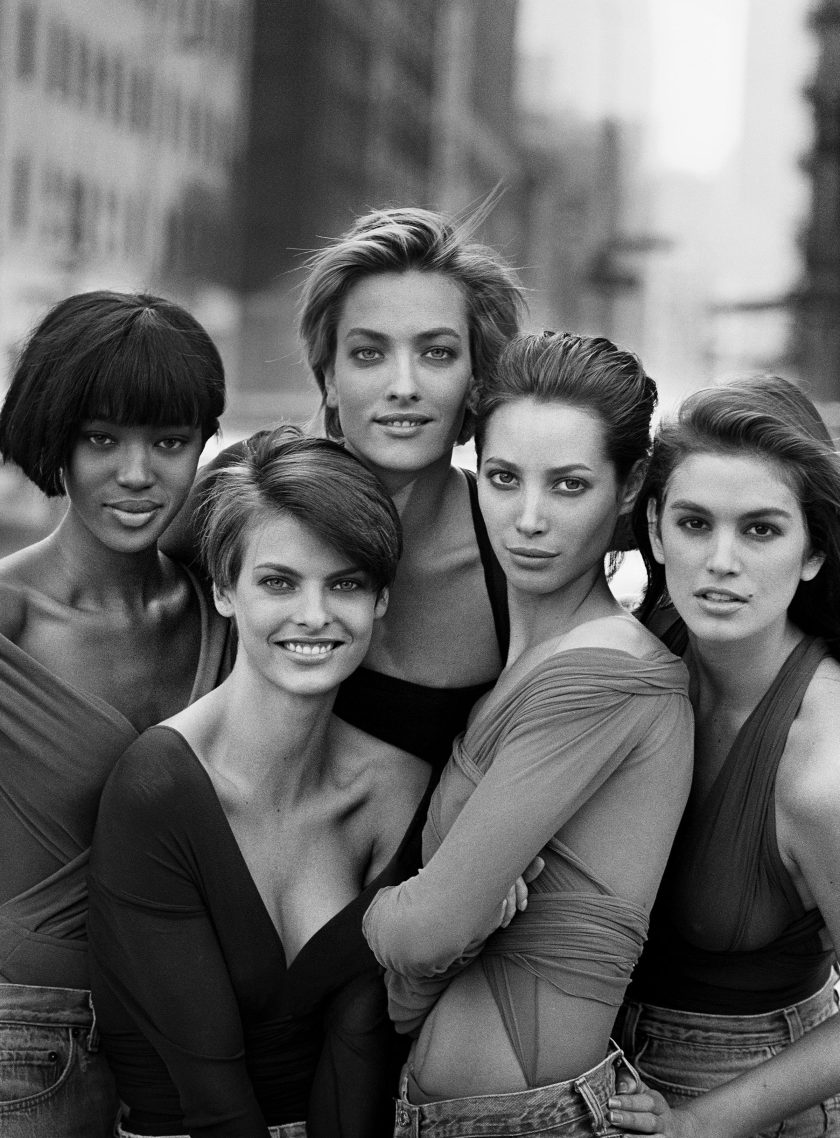 Naomi Campbell, Linda Evangelista, Tatjana Patitz, Christy Turlington & Cindy Crawford, New York, 1990 (Courtesy of Peter Lindbergh, Paris / Gagosian Gallery)