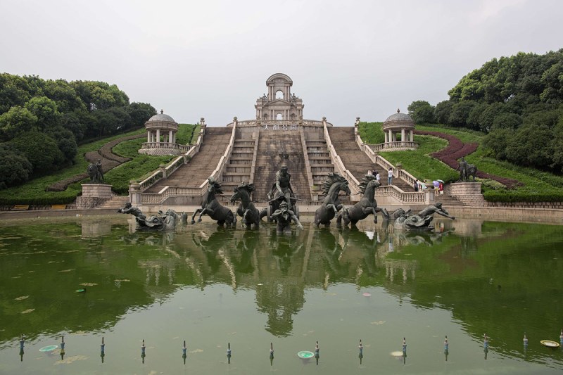 TIANDUCHENG, ZHEJIANG PROVINCE, CHINA - 2015/07/22: Photo shows a replica of Paris in Tianducheng, a residential community build by Zhejiang Guangsha Co. Ltd in 2007, with a 108 meters Eiffel Tower replica in the heart of the city. The project expected to be completed by 2016, convinced only very few buyer and the residential city looks like more a ghost town than the original Paris. (Photo by Guillaume Payen/LightRocket via Getty Images)