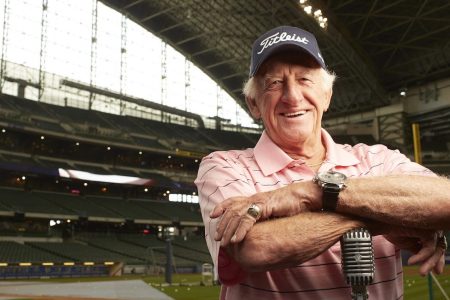 Baseball: Closeup portrait of Milwaukee Brewers radio announcer Bob Uecker posing during photo shoot at Miller Park.
Milwaukee, WI 6/22/2013
CREDIT: Todd Rosenberg (Photo by Todd Rosenberg /Sports Illustrated/Getty Images)
(Set Number: X156688 TK1 R1 F21 )