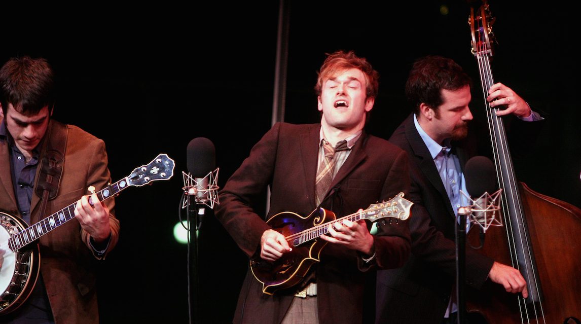 Punch Brothers performing at the Allen Room as part of Lincoln Center's "American Songbook" on Wednesday night, February 20, 2008.This image;From left, Noam Pickelny, Chris Thile and Greg Garrison. (Photo by Hiroyuki Ito/Getty Images)