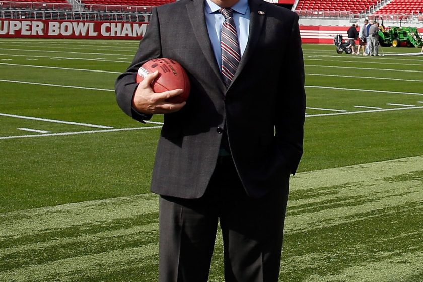 Chip Kelly stands on the field after a press conference where he was announced as the new head coach of the San Francisco 49ers at Levi's Stadium on January 20, 2016 in Santa Clara, California. (Ezra Shaw/Getty Images)