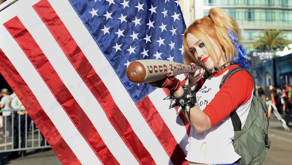 SAN DIEGO, CA - JULY 22: Cosplayer Harley Quinn attends Comic-Con International on July 22, 2016 in San Diego, California. (Photo by Matt Cowan/Getty Images)