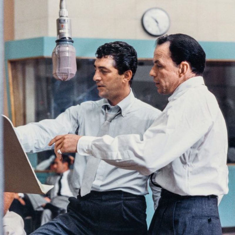 Frank Sinatra and Dean Martin at the sessions for Martin’s Sleep Warm LP. (Taschen)