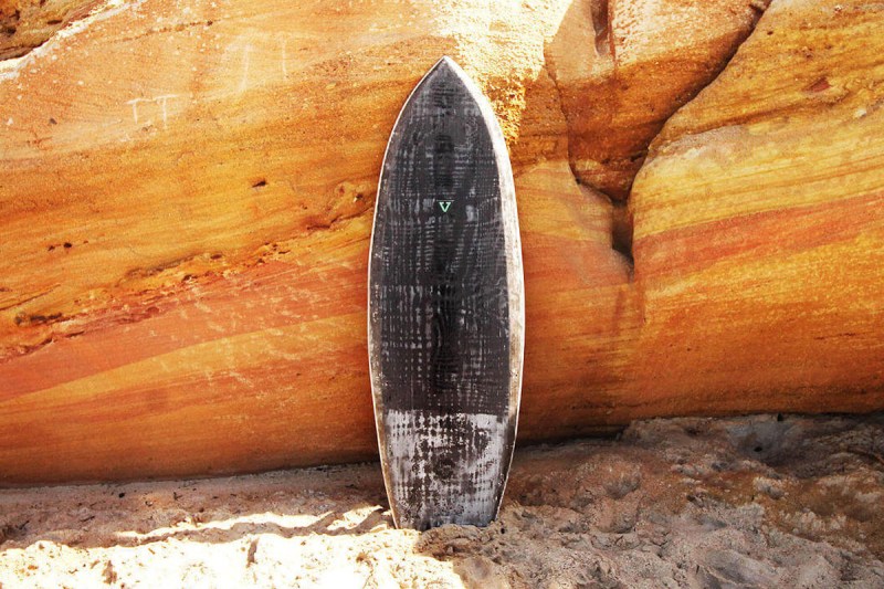Francois Jaubert's surfboard made from cardboard. (VISSLA)