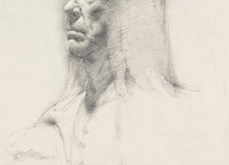 Tobias Hall, Untitled (Seated pose, detail of face), from Iggy Pop Life Class, 2016. Graphite pencil with touches of white chalk on paper. Brooklyn Museum Collection. (Sarah DeSantis/Brooklyn Museum)