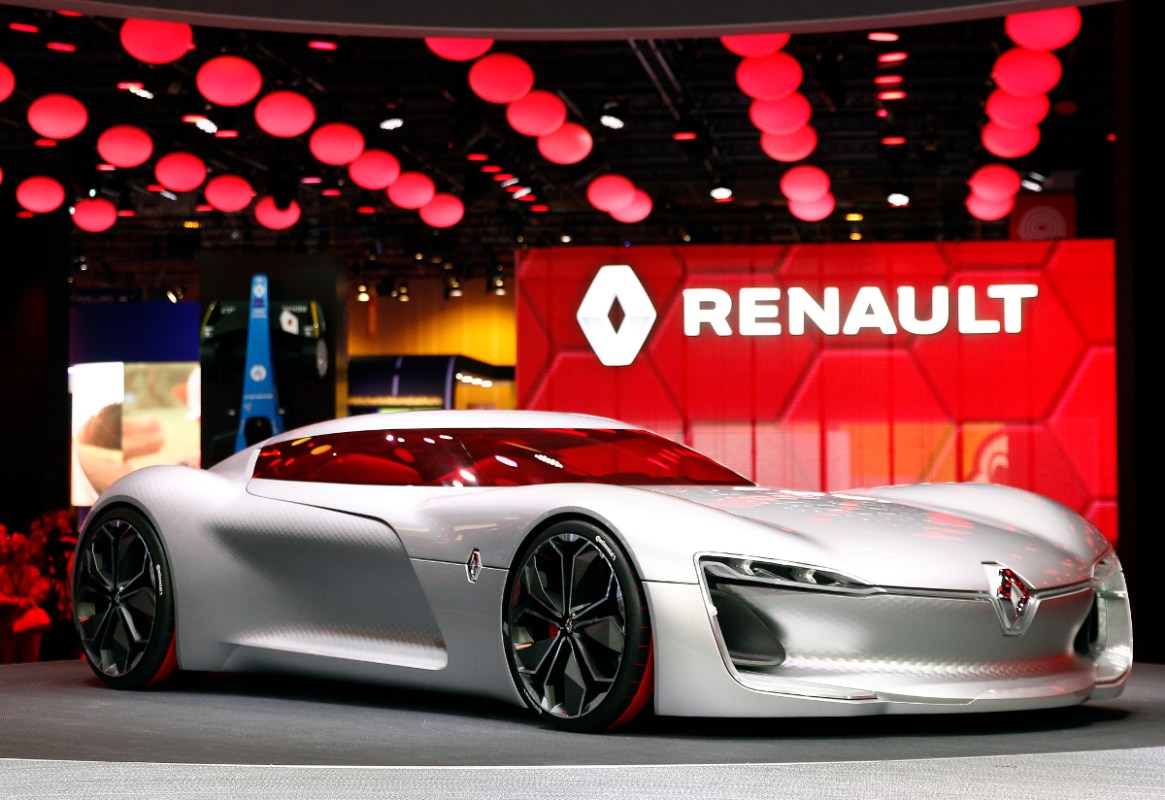A new Renault Trezor concept automobile sits on display during the first press day of the Paris Motor Show (Chesnot/Getty Images)