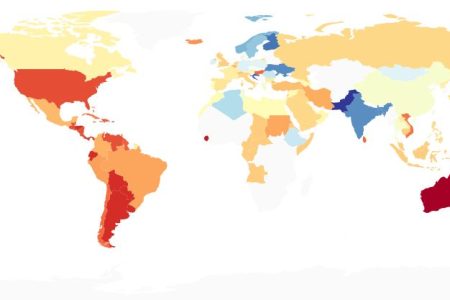 Map depicting the diversity of ingredients in cusines, when compared globally (Sajadmanesh, Jafarzadeh, et al)