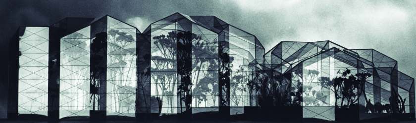 Edward Larrabee Barnes suggested wrapping the New York Botanical Garden in a geodesic dome that created a unique climate in each chamber. (Metropolitan Books)