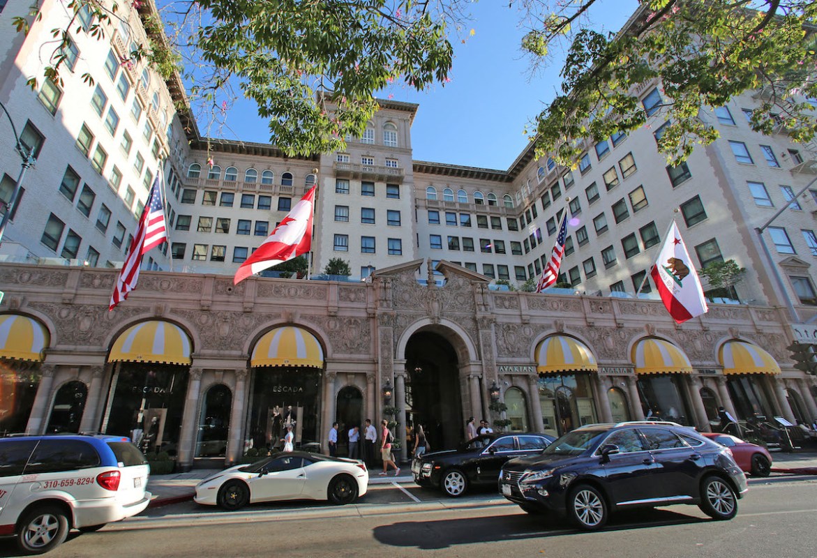 LOS ANGELES, CA - SEPTEMBER 01: A view of the Beverly Wilshire hotel in Beverly Hills on September 01, 2014 in Los Angeles, California.  (Photo by FG/Bauer-Griffin/GC Images)