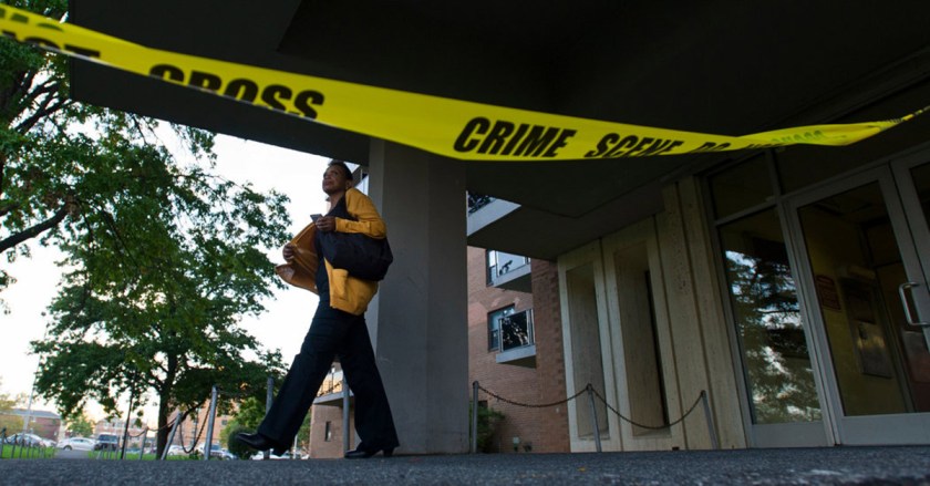 Police tape outside the Bronx apartment building where Deborah Danner was killed. (Getty Images)
