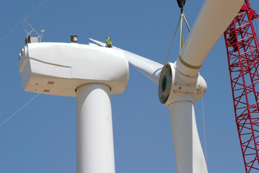 Wind turbine being assembled (Getty Images)