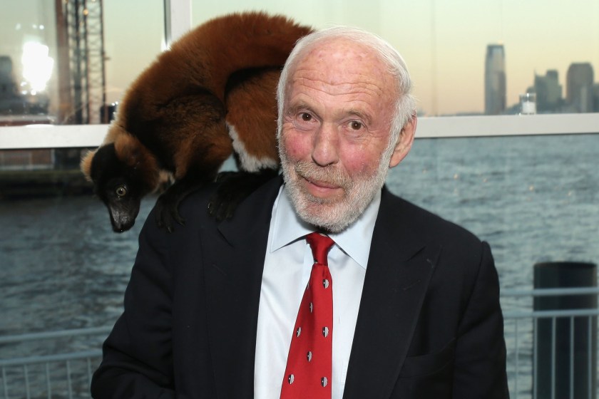 Philanthropist Jim Simons poses for a photo with a lemur from Madagascar at the Stars of Stony Brook Gala 2014 at Chelsea Piers on April 16, 2014 in New York City. (Andrew Toth/Getty Images)