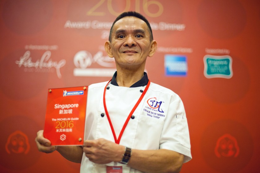 Chan Hon Meng, awarded one star, poses for a photographer during the inaugural Michelin Guide Singapore 2016 Awards Ceremony at Resorts World Convention Centre in Singapore, on Thursday, July 21, 2016. Singapore, the city notorious for its fanatical devotion to food, has joined the Michelin fold. (Sam Kang Li/Bloomberg via Getty Images)