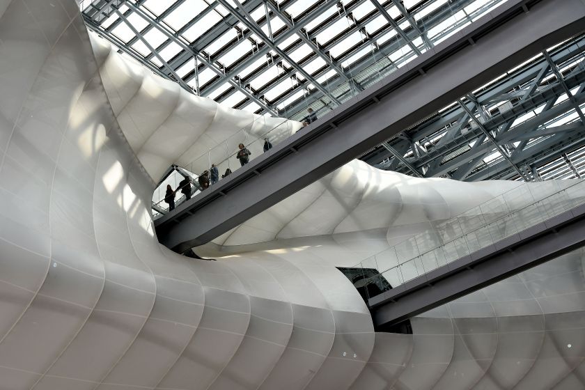 A picture shows a part of the structure of the new Rome's Convention center named "The cloud" ("La Nuvola" in Italian) designed by Italian architect Massimiliano Fuksas on October 19, 2016 in the Eur business district in Rome. The congress center was inaugurated on October 29, 2016. (Alberto Pizzoli/AFP/Getty Images)