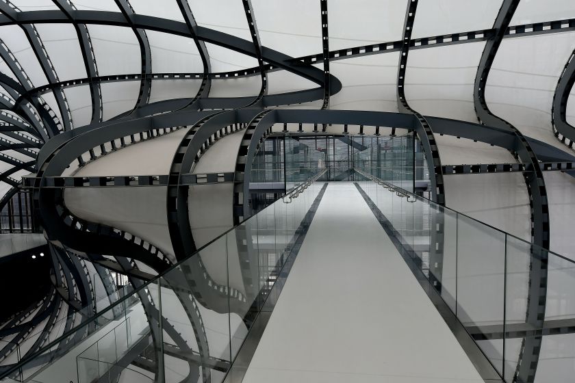 A picture shows a part of the structure of the new Rome's Convention center named "The cloud" ("La Nuvola" in Italian) designed by Italian architect Massimiliano Fuksas on October 19, 2016 in the Eur business district in Rome. The congress center will be inaugurated on October 29, 2016. (Alberto Pizzoli/AFP/Getty Images)