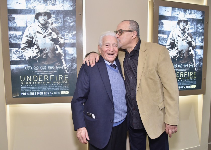  Photographer/film subject Tony Vaccaro and Director Max Lewkowicz attend a special screening of their new film on November 1, 2016 in New York City. (Mike Coppola/Getty Images for HBO)