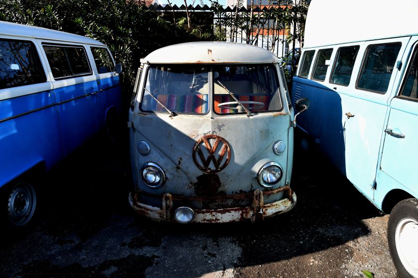 A picture shows a van ready to be restored by the "T1 specialist" team. (Alberto Pizzoli/AFP/Getty Images)