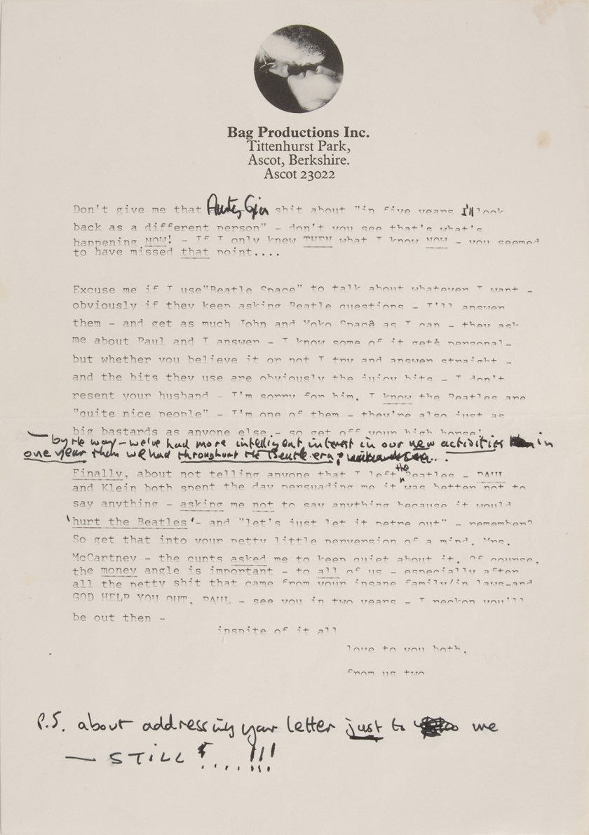 John Lennon Letter to Linda and Paul McCartney