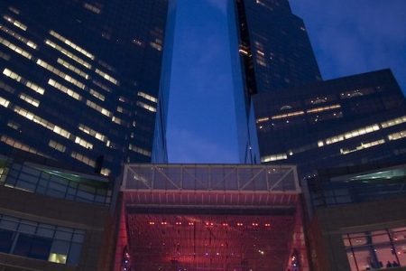 The New Time Warner Center at Columbus Circle. Designed by David Childs of Skidmore, Owings & Merrill, the building opened in 2004. Comprised of two towers, the center houses a upscale shopping mall, a Whole foods supermarket, the world headquarters of Time Warner, the Jazz at Lincoln Center theater and a Mandarin Oriental Hotel. (Photo by James Leynse/Corbis via Getty Images)