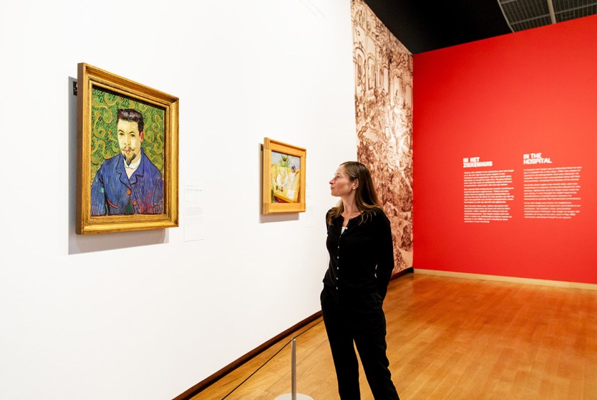 Curator of Van Gogh paintings at the Van Gogh Museum Nienke Bakker looks at the painting 'Portrait of Doctor Felix Rey', part of the exhibition 'On the Verge of Insanity', at the museum in Amsterdam on July 12, 2016. Amsterdam's renowned Van Gogh Museum unveiled a new exhibition on July 12 focusing on Vincent's final 18 months of mental anguish before he shot himself in 1890, including the suspected gun he used in his suicide. / AFP / ANP / Robin van Lonkhuijsen / Netherlands OUT (Robin Van Lonkhuijsen/AFP/Getty Images)