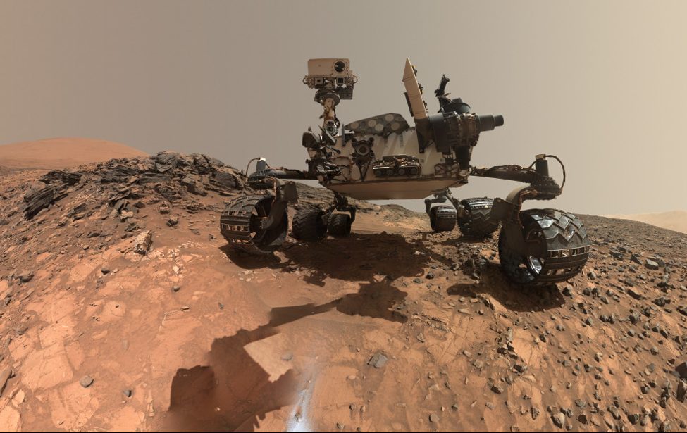 This low-angle self-portrait of NASA's Curiosity Mars rover shows the vehicle at the site from which it reached down to drill into a rock target called "Buckskin" (NASA/JPL-Caltech/MSSS)
